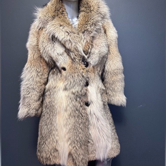 Jackets & Blazers - Genuine Wolf Fur Vintage Long Jacket